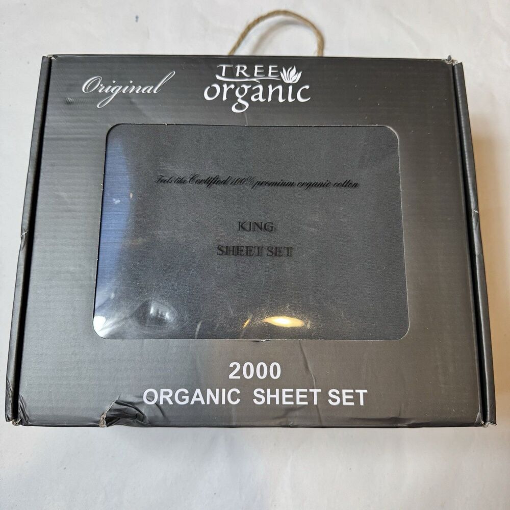 Tree Organic- 2000 Organic Sheet Set Solid Dark Gray Size Full  18" corners 4 PC